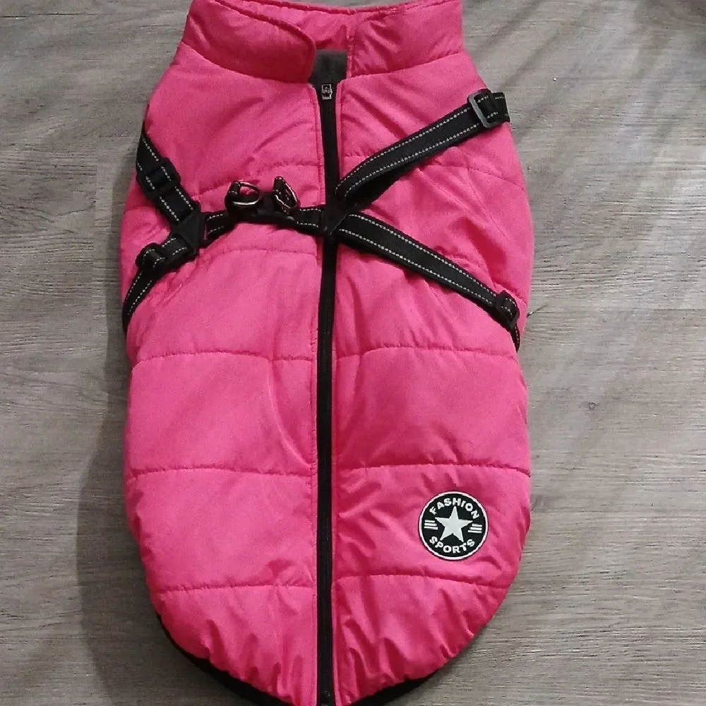 Fashion Sports Pink Weather Water proof  Winter Dog Jacket Sz 5XL NWOT